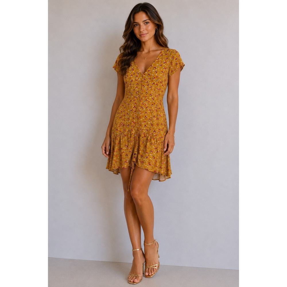 Band of Gypsies Anthropologie Floral Tie‎ Back Dress Cottagecore Boho Coquette